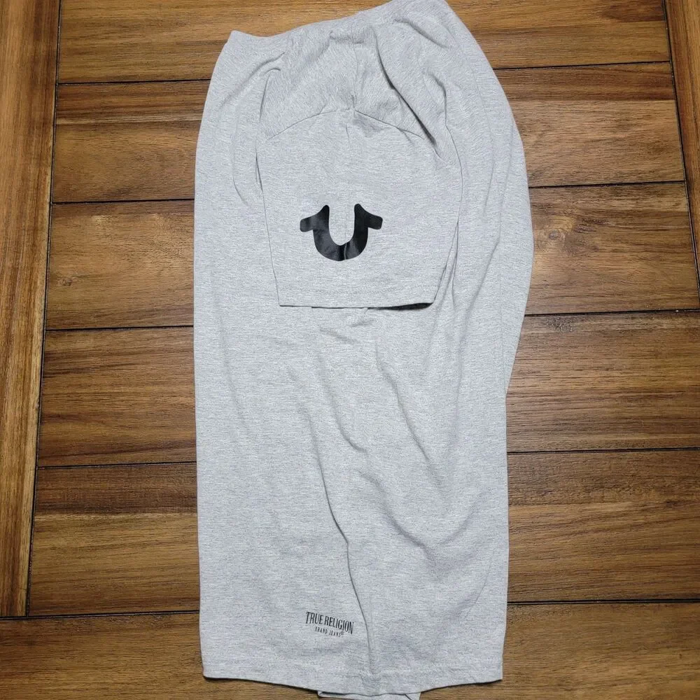 True Religion Arm Logo SS Grey Unisex Tee - Size Large